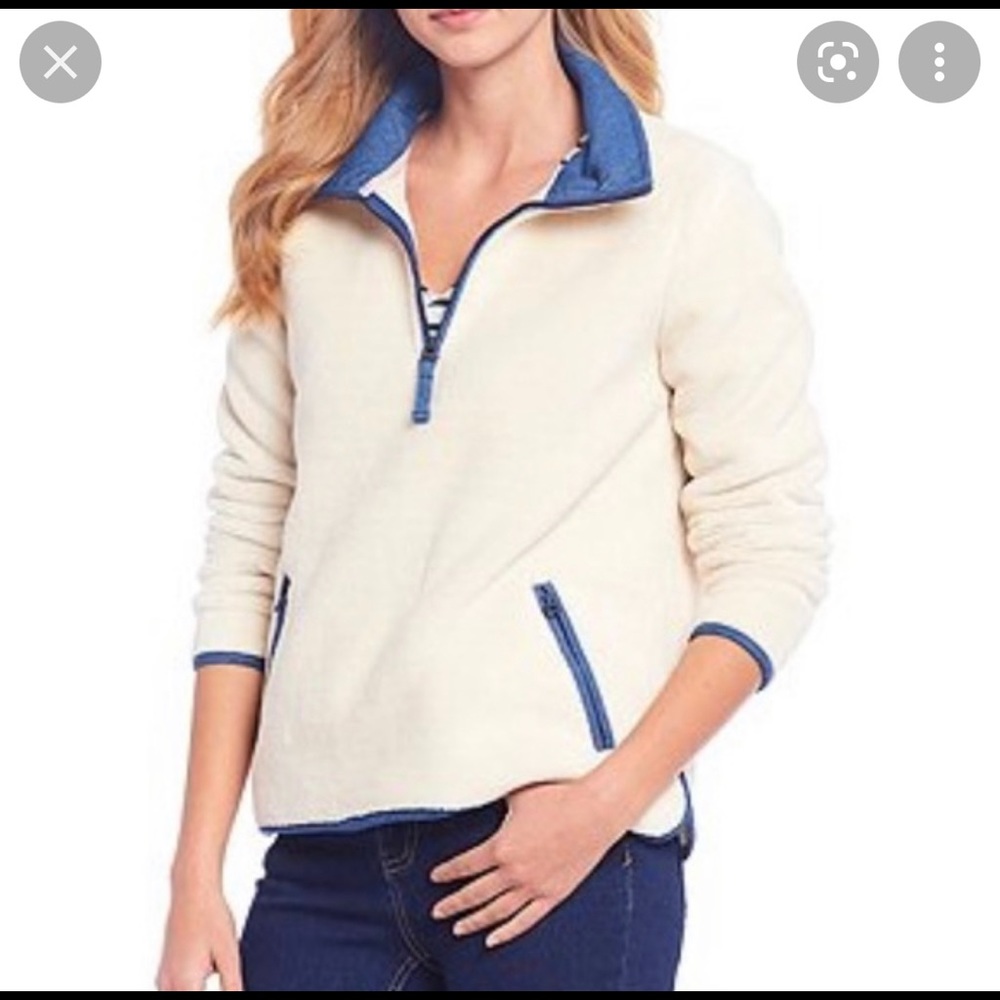 JOULES Linley Half Zip Pullover Fleece Jacket in Cream Size US 6